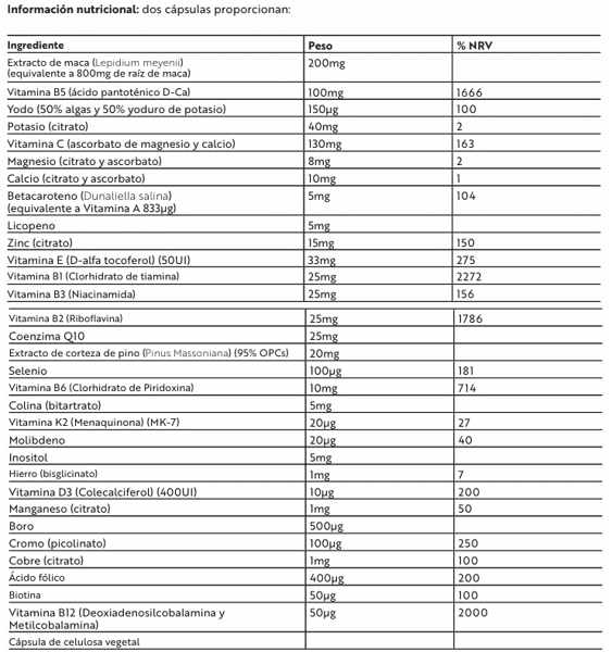 Detalle 2 de Viridian Multivitamínico Esencial Hombre 60 Cápsulas 💊