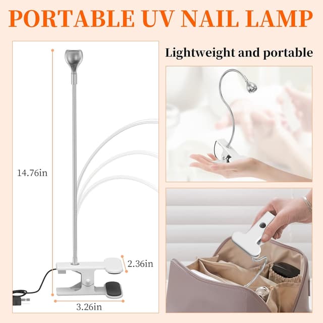 Detalle de AISEELY UV Glue Curing Lamp (3W) with clip and switch for UV resin, gel polish & circuit board repair