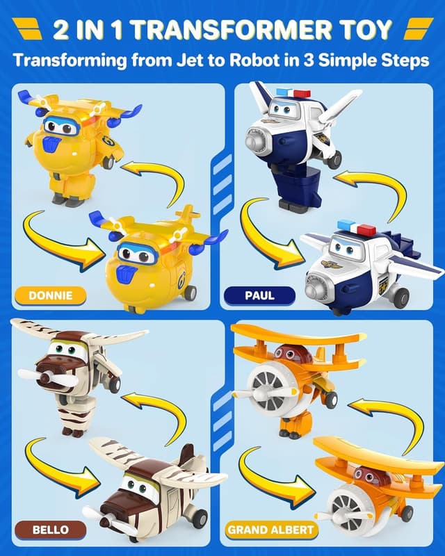 Detalle de Super Wings Transformable Toys 2 Inch, 15-Piece Jet Playset (2") for Kids Ages 3–5