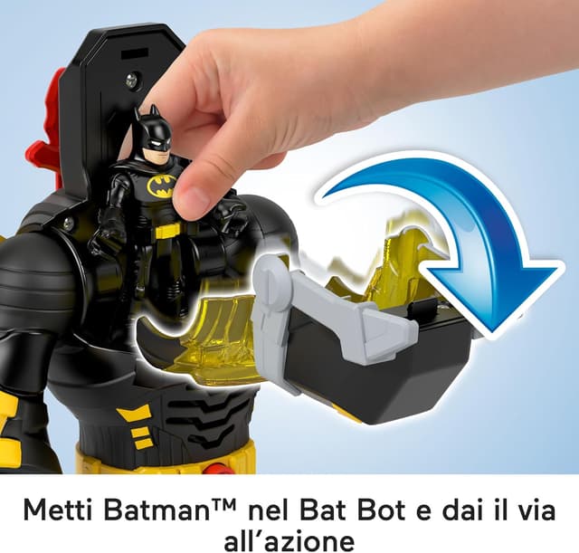 Detalle 2 de Imaginext DC Super Friends Batman Insider e Bat Bot: robot da 30,5 cm con luci, suoni e accessori (HYG31)