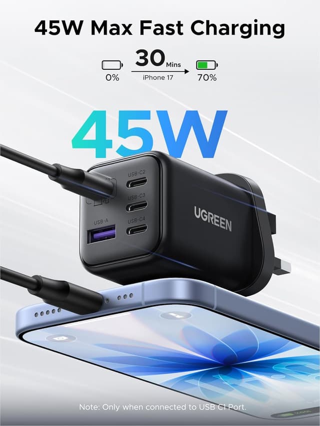 Detalle 1 de UGREEN 45W 5-Port GaN USB-C charger