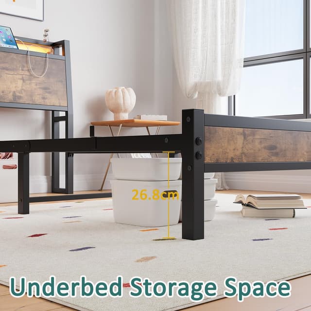 Detalle de JELUTE 3ft single bed frame with charging