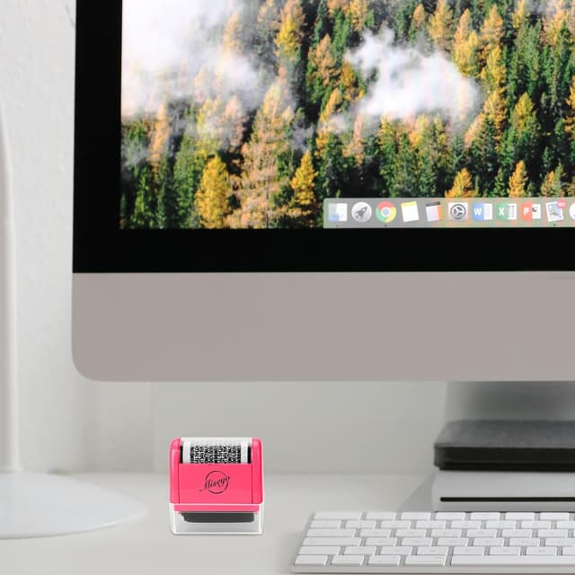 Detalle de Miseyo Wide Identity Theft Protection Roller Stamp Set (Peach) with 3 Refill Inks