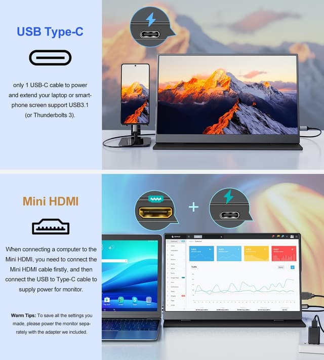 Detalle de COOLHOOD Portable Monitor 15.6" 1080p portable monitor