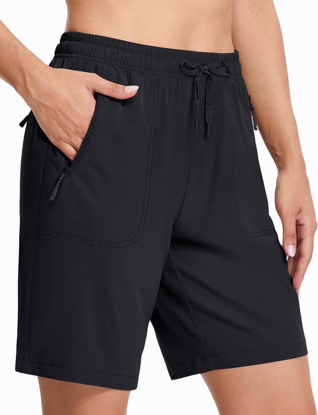 Detalle de MAGCOMSEN Women’s Lightweight Quick-Dry Hiking Shorts (8”) with 3 Zipper Pockets