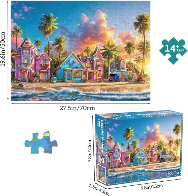 Detalle de Chalzidar Jigsaw Puzzles for Adults (1000 Pieces) Romantic Beach – 27.5×19.7 in