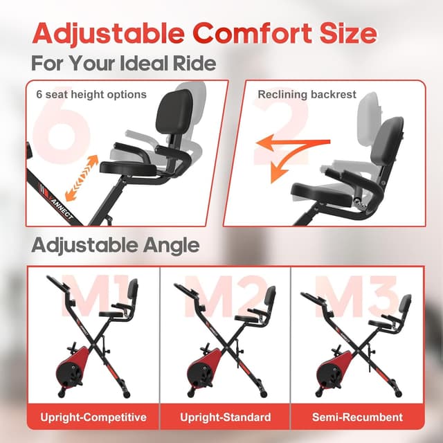 Thumbnail 5 de Upgraded Folding Exercise Bike with 16-Level Adjustable Magnetic Resistance, 330/350LBS Quiet Foldable Indoor Cycling Bike, Fitness Stationary Bike with LCD Display & Large Comfortable Seat Cushion
Upgraded Folding Exercise Bike with 16-Level Adjusta…