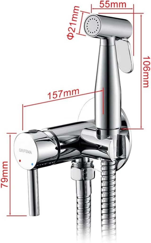 Detalle de Grifema doccia per bidet portatile con supporto G154-1, miscelatore per acqua calda e fredda cromato/argento