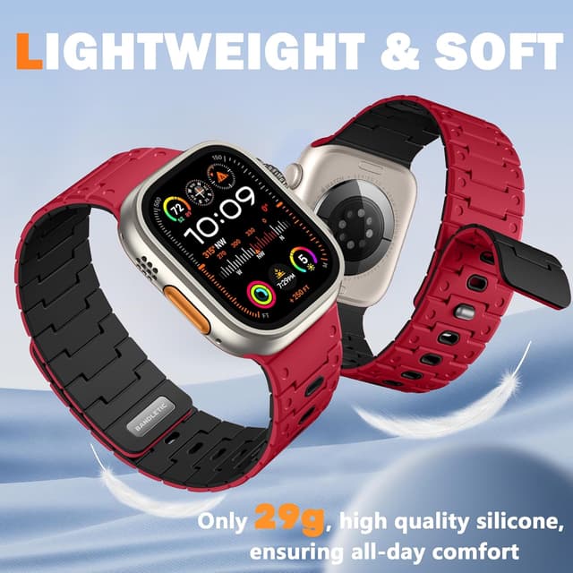 Detalle 2 de Bandletic Magnetic Straps for Apple Watch Series 11/10 (42mm), Series 9/8/7 (41mm) and more — soft silicone magnetic strap