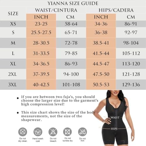 Detalle de YIANNA Fajas Colombianas Reductoras con body moldeador negro para mujer (talla S) 7275