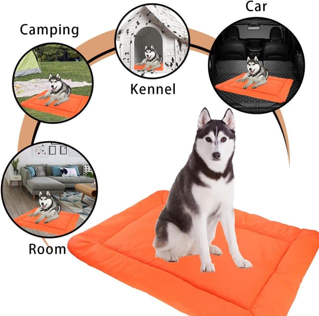 Detalle de Hisprout Portable Cat and Dog Bed – Waterproof, foldable travel pet mat (36 x 27 inch), orange