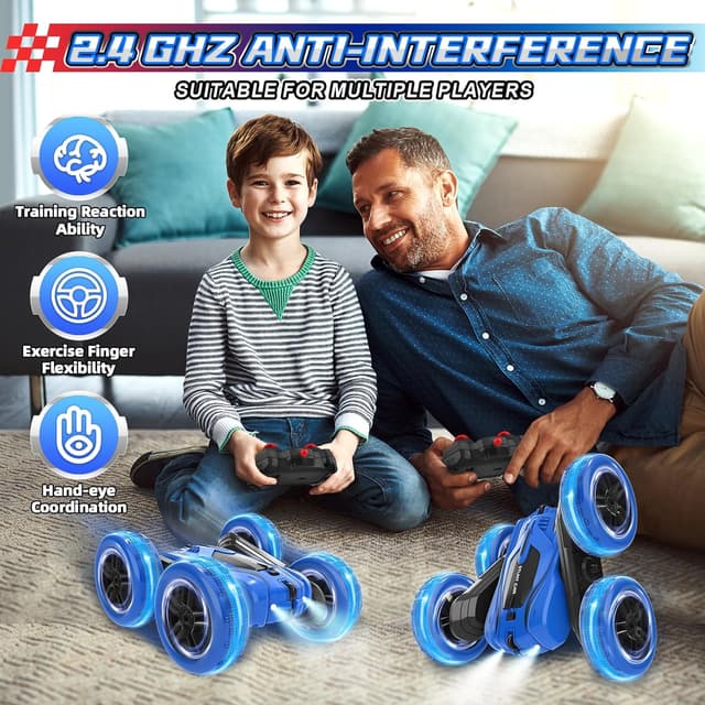 Detalle de Terra Wheel RC voiture télécommandée enfant 4WD 360° avec LED (2,4 GHz)