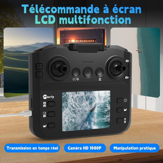 Detalle de Drone avec caméra 4K mini M18LCD (télécommande LCD, 3 vitesses, design pliable)