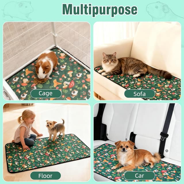 Thumbnail 6 de HOZKUY 2-Pack Guinea Pig Cage Liners & Bedding (18"x24") – washable, reusable, leakproof pee pads with non-slip base