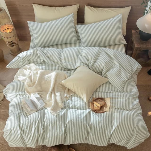 Thumbnail 4 de MooMee Striped Duvet Cover Set King 104"x90"