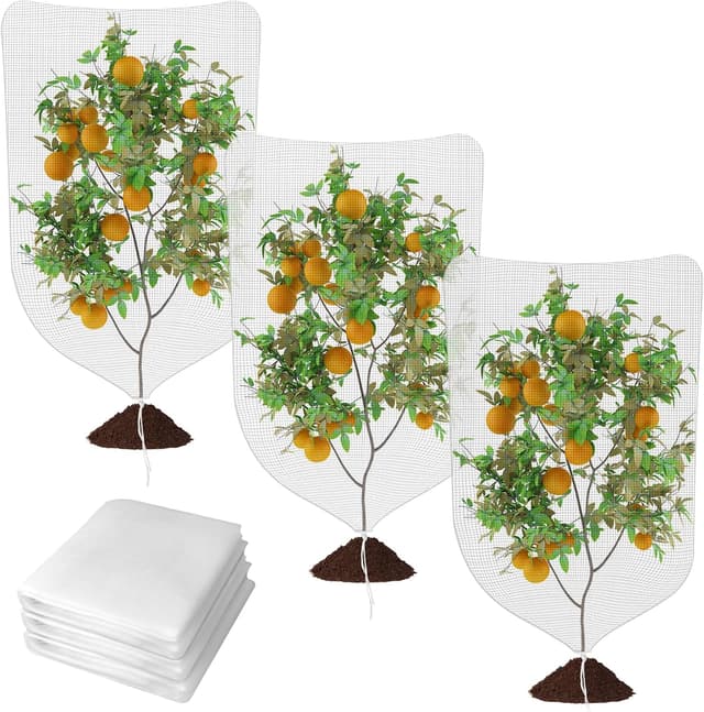 Detalle de OFFCUP Filets anti-insectes pour plantes en pot (lot de 3, maille fine, cordon de serrage)