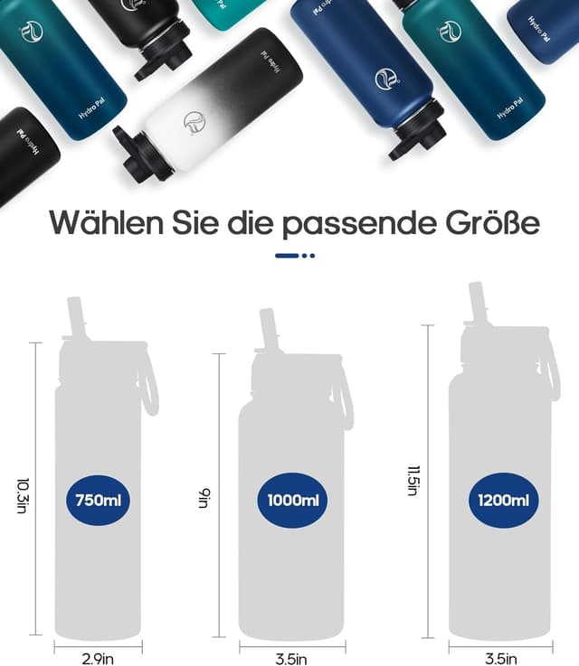 Detalle 2 de HydroPal Edelstahl Trinkflasche 1,0 l ⌚?