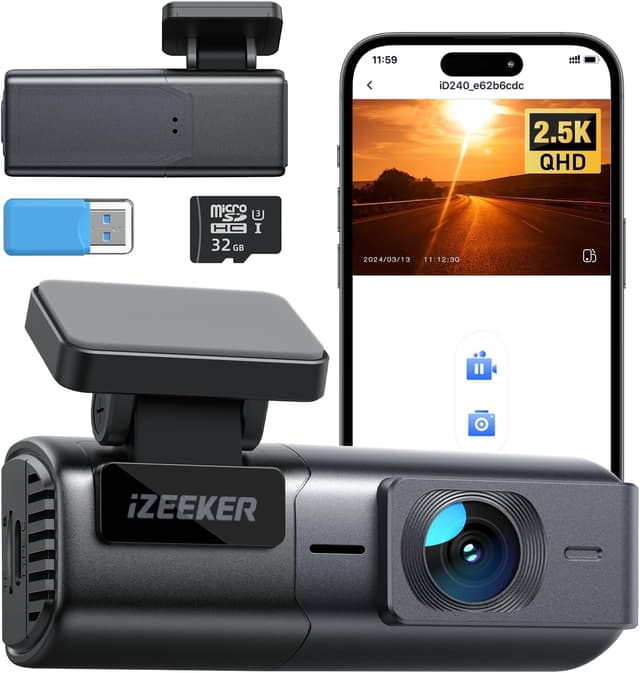 Detalle de iZEEKER 2,5K Dashcam 1440P mit WLAN und 32GB SD