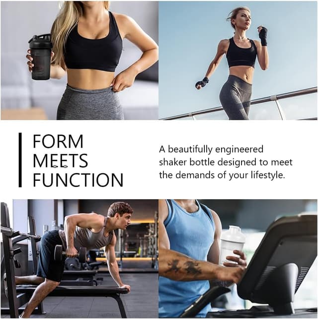 Detalle 2 de ACWOO 500ml Protein Shaker Bottle (2-pack) with Stainless Steel Mixing Ball, BPA-free, leakproof flip-top lid