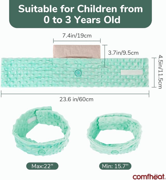 Detalle de Comfheat Heating Pad for Baby Colic Belt (Flaxseed Heated Tummy Wrap), 0–3 Years – Green