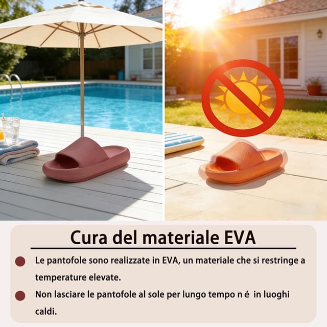Detalle 2 de Misolin Ciabatte Donna/Estate “Nuvola” in EVA: pantofole da bagno, doccia e piscina antiscivolo