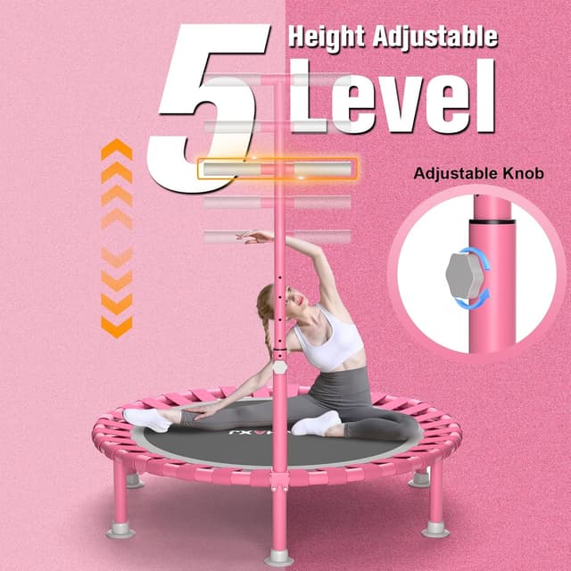 Detalle de ZCMHAXJ Foldable Mini Trampoline (40-inch) with 5-Level T-Shaped Adjustable Bar