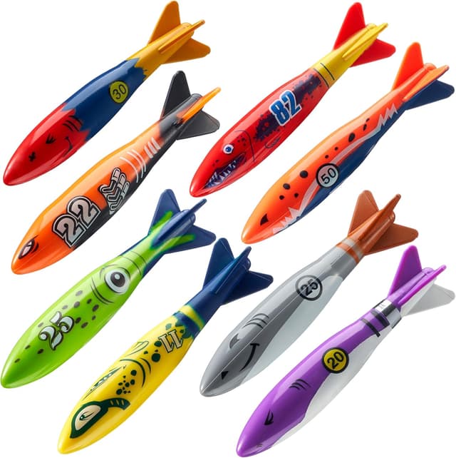 Detalle de JOYIN 8 Pack Shark Underwater Diving Pool Toys (8-colour set)