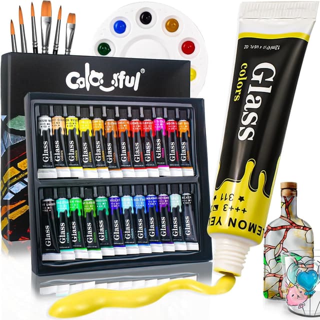 Detalle de COLORFUL Glass Paint Set 24 colours 🎨