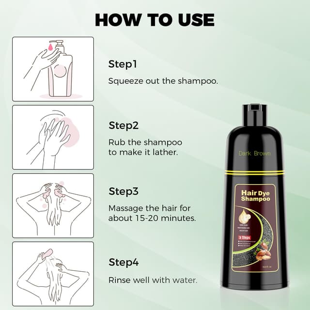 Detalle de KAISASA Dark Brown Hair Dye Shampoo 3-in-1 (16.9 fl. oz) for Covering Gray Hair