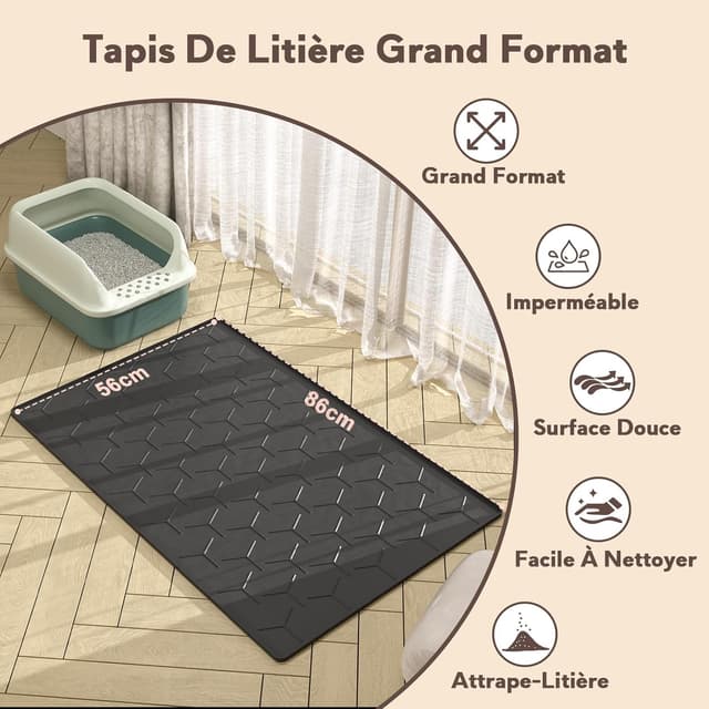 Thumbnail 3 de Garoopion Tapis Litière Chat 86x56 cm