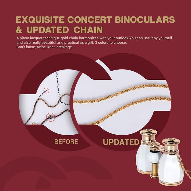 Detalle 2 de Opera Glass Theatre Glass 4x 30mm binoculars with gold chain – 4 x 30 mm antique-style theatre binoculars