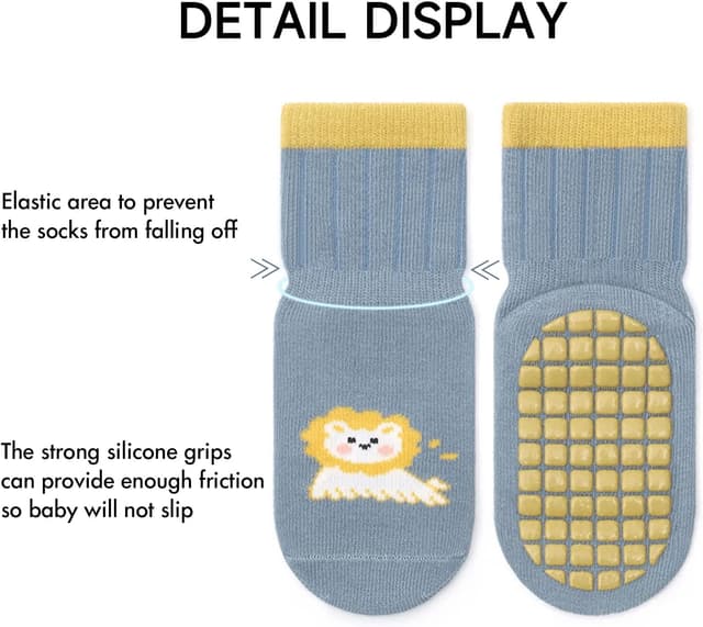 Detalle 2 de ZYUPHY calzini antiscivolo bambino in cotone 5 paia