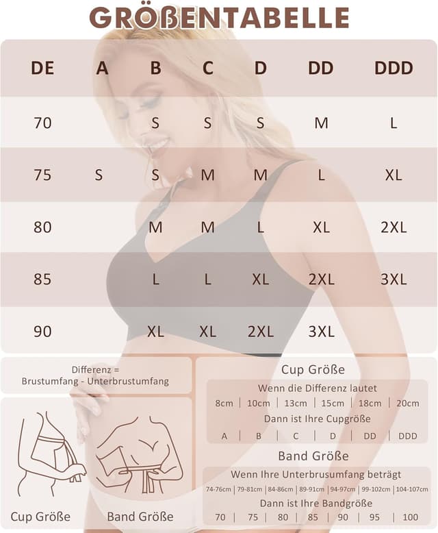 Detalle de QooNoo Still-BH ohne Bügel für Schwangerschaft & Stillzeit (gepolsterte 3D-Cups, Baumwolle-Feel, Schlaf-Bralette)