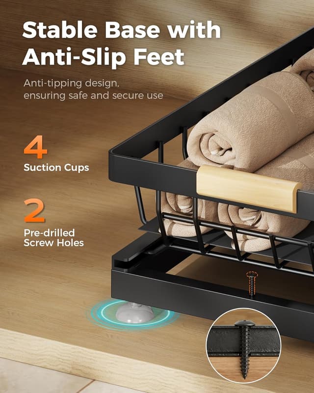 Thumbnail 6 de Sevenblue 3-Pack Under Sink Organizer (Black) — Height-Adjustable 2-Tier Pull-Out Storage