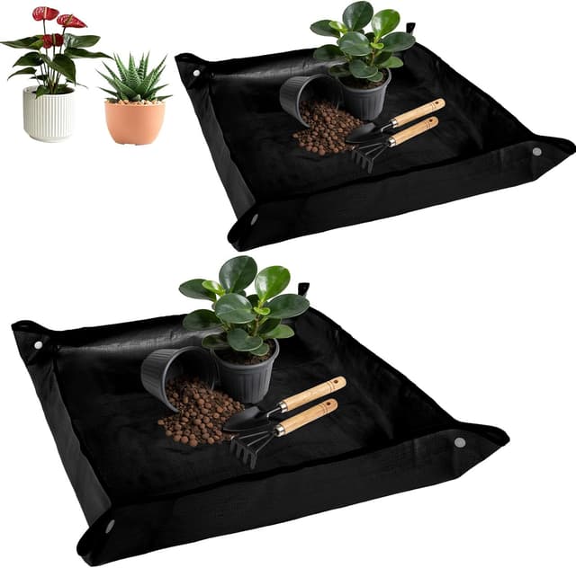 Detalle de AOOWU Tapis de jardinage imperméable 2 pièces 100×100 cm (PE), pour rempotage et plantation