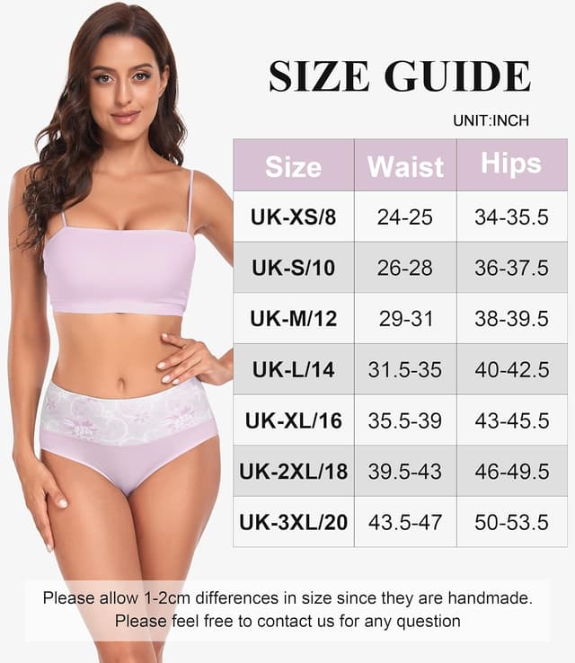 Detalle de Lapulas 5-Pack Women’s Cotton High Waisted Full Briefs (95% Cotton, Stretchy Underwear)