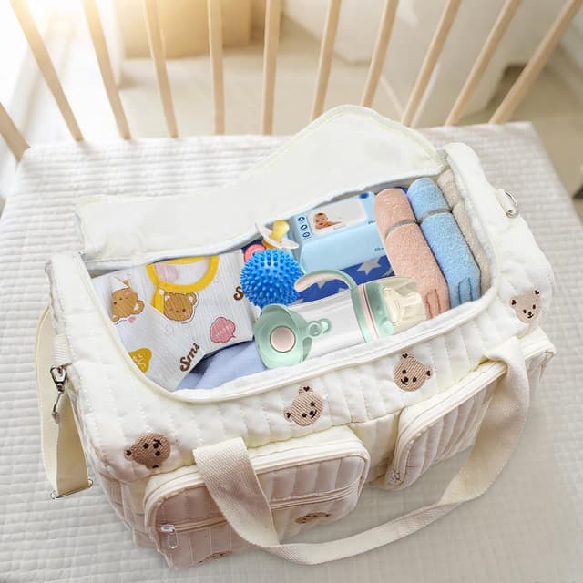 Detalle de PinDaito Large Baby Changing Bag & Hospital Maternity Bag in Cotton with Embroidery