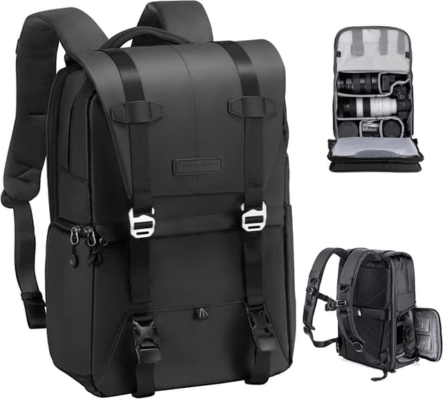 Detalle de K&F CONCEPT Kamerarucksack 20L mit 15,6-Zoll-Laptopfach – spritzwassergeschützter Fotorucksack für DSLR & SLR