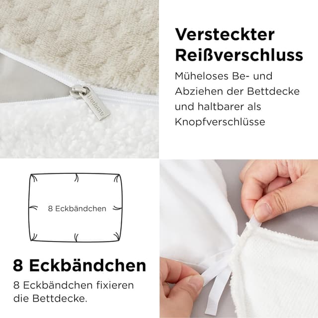Detalle 2 de BEDSURE Flauschige Bettwäsche 155x220 Grau