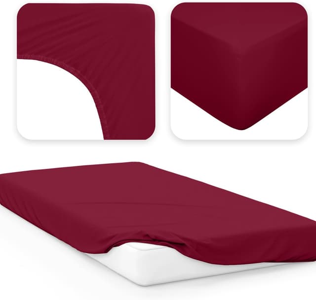 Detalle 2 de Jacobson Jersey Spannbettlaken 60x120–70x140 Bordeaux