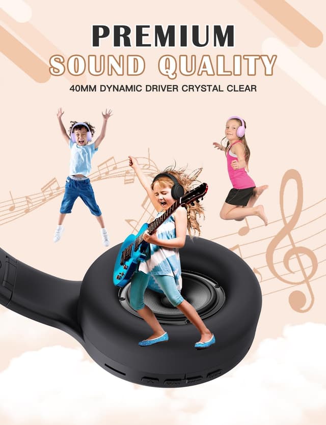 Detalle 2 de YOYOTUNE Kids Bluetooth Headphones 5.1