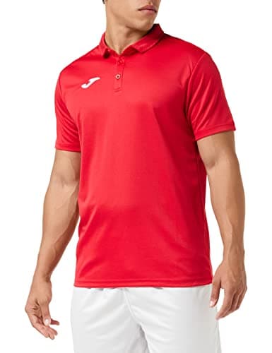 Detalle de Joma Polo hobby rojo de hombre con cuello tipo polo y secado rápido