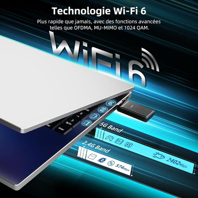 Detalle de NEWFAST Clé WiFi 6 AX3000 (USB 3.0) double bande 5 GHz, MU-MIMO, WPA3 et pilote intégré