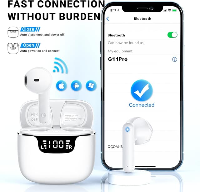 Detalle 2 de Wireless Earbuds Bluetooth 5.4 with ENC Mic, 42H Playtime, USB-C Charging Case