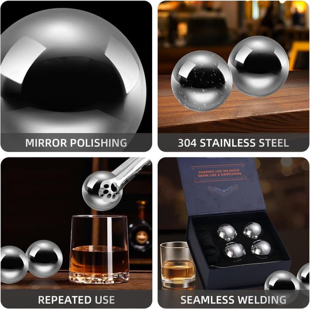 Detalle de Boenkush Edelstahl Whiskey-Steine Set 4er