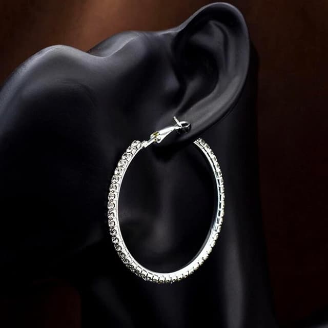 Detalle de MOROTOLE 14K Gold Strass Creolen – große Reif-Ohrringe mit Zirkonia, hypoallergen