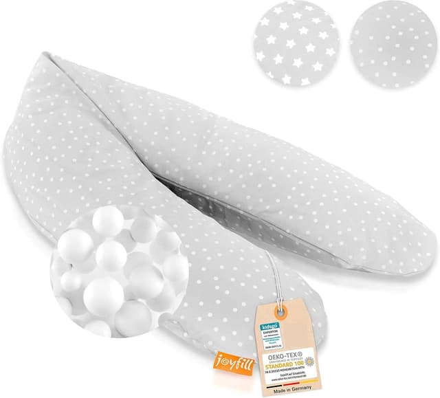 Detalle de joyfill® Stillkissen Mikroperlen 190 cm – Schwangerschafts- & Stillkissen XXL, nachfüllbar, Made in Germany