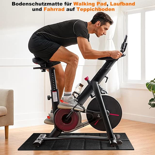 Detalle de Laufbandmatte / Bodenschutzmatte 140×60 cm faltbar aus hochdichtem PVC – Unterlage für Fitnessgeräte