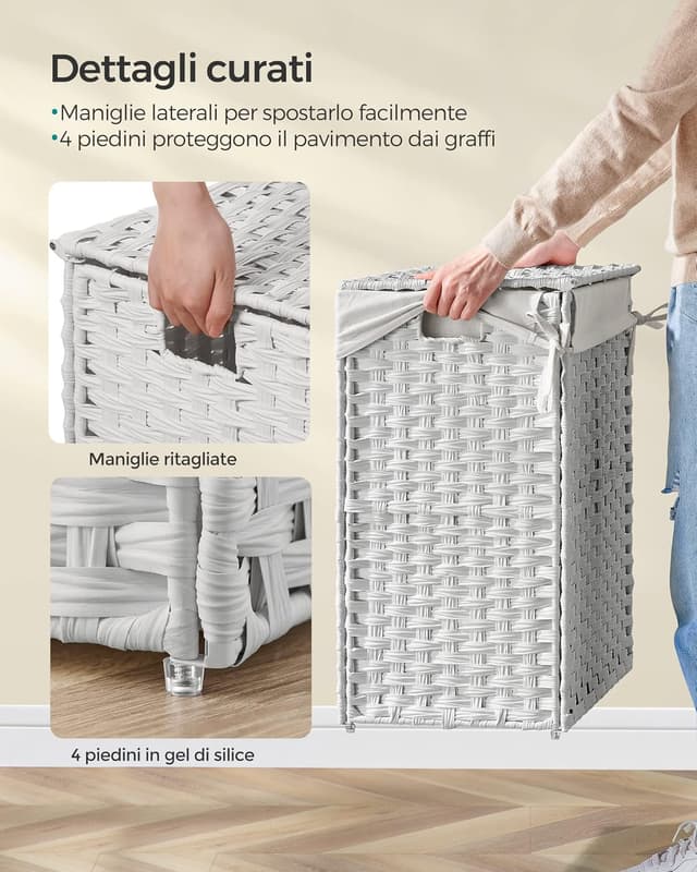 Detalle de SONGMICS Cestino 90 L con coperchio