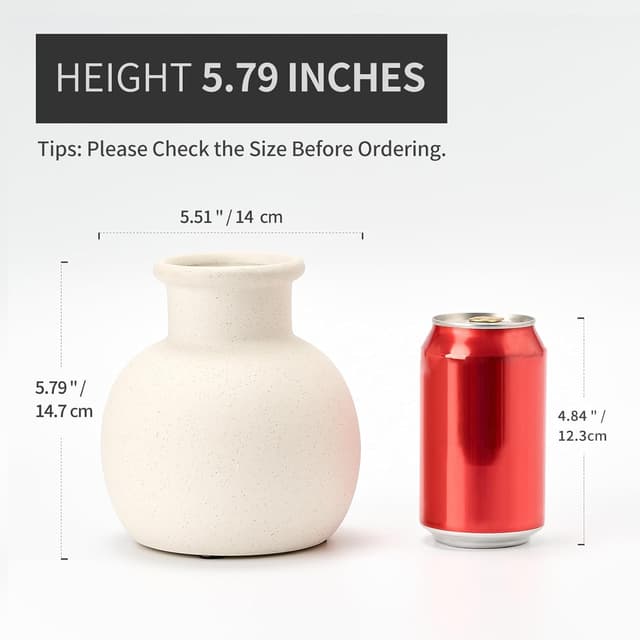 Detalle 2 de PORCER Moderne Keramikvase (15,2 cm) in Terrakotta mit Boho-/Bauernhaus-Charme